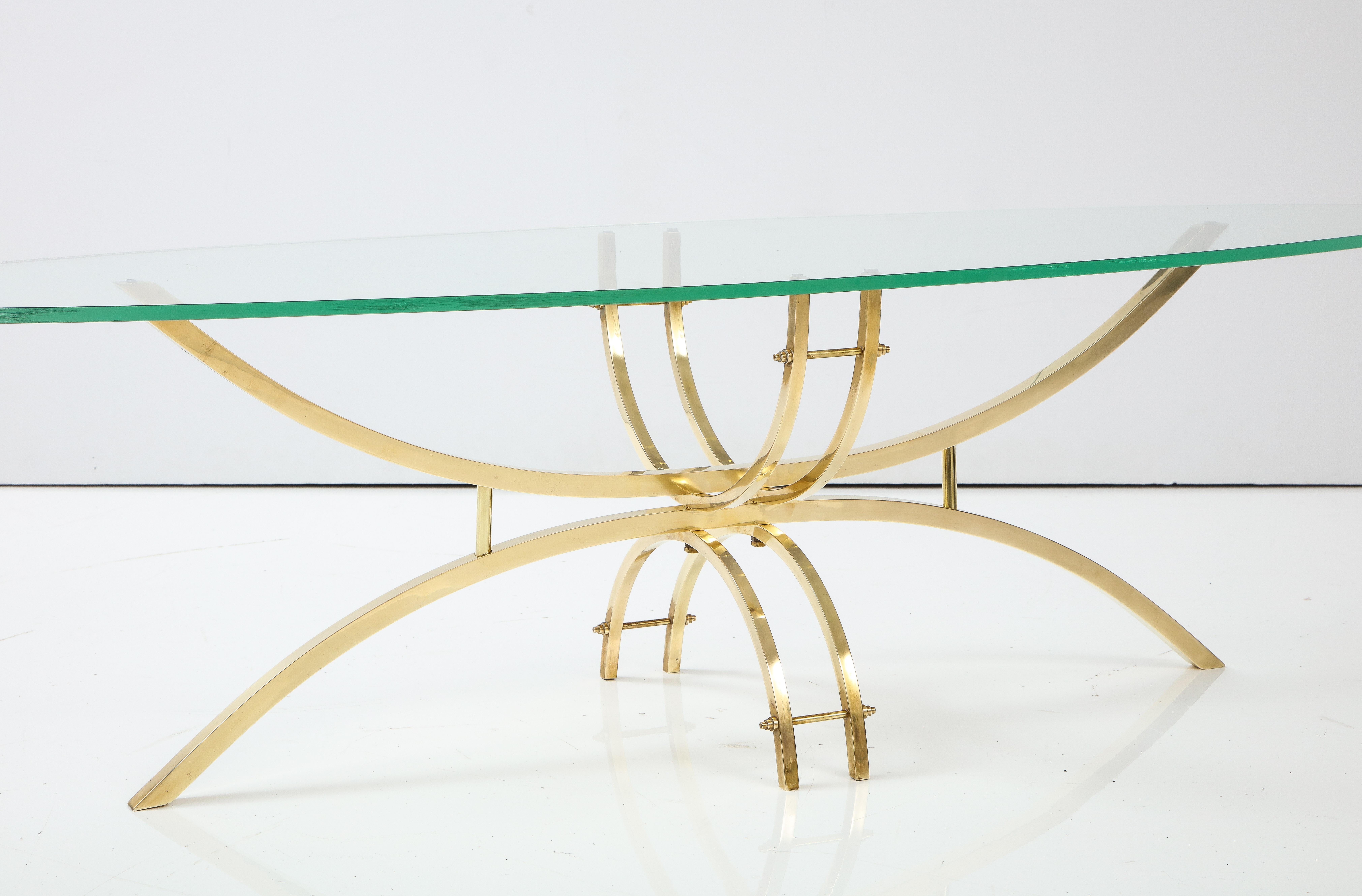 Mid-Century Modern Brass And Glass Oval Coffee Table 1