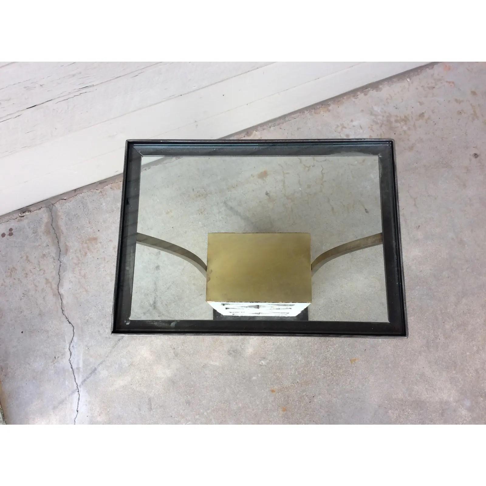 Hand-Crafted Mid-Century Modern Brass and Glass Side Table For Sale