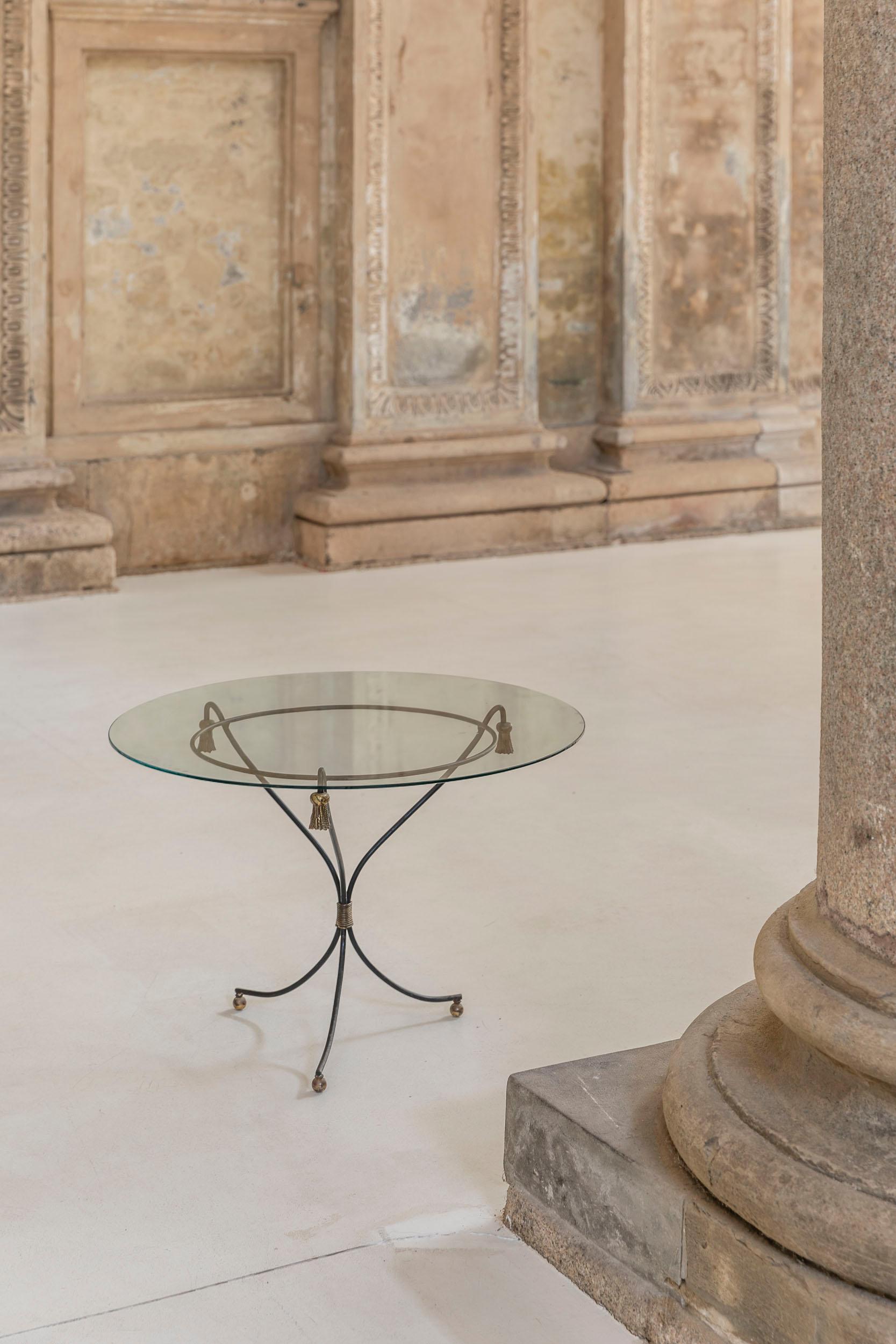 Table d'appoint en laiton et verre moderne du milieu du siècle dernier, France, années 1960 en vente 6