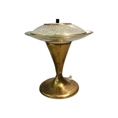 Mid-Century Modern Brass and Glass Small Nightstand Lamp, Italy, 1950s