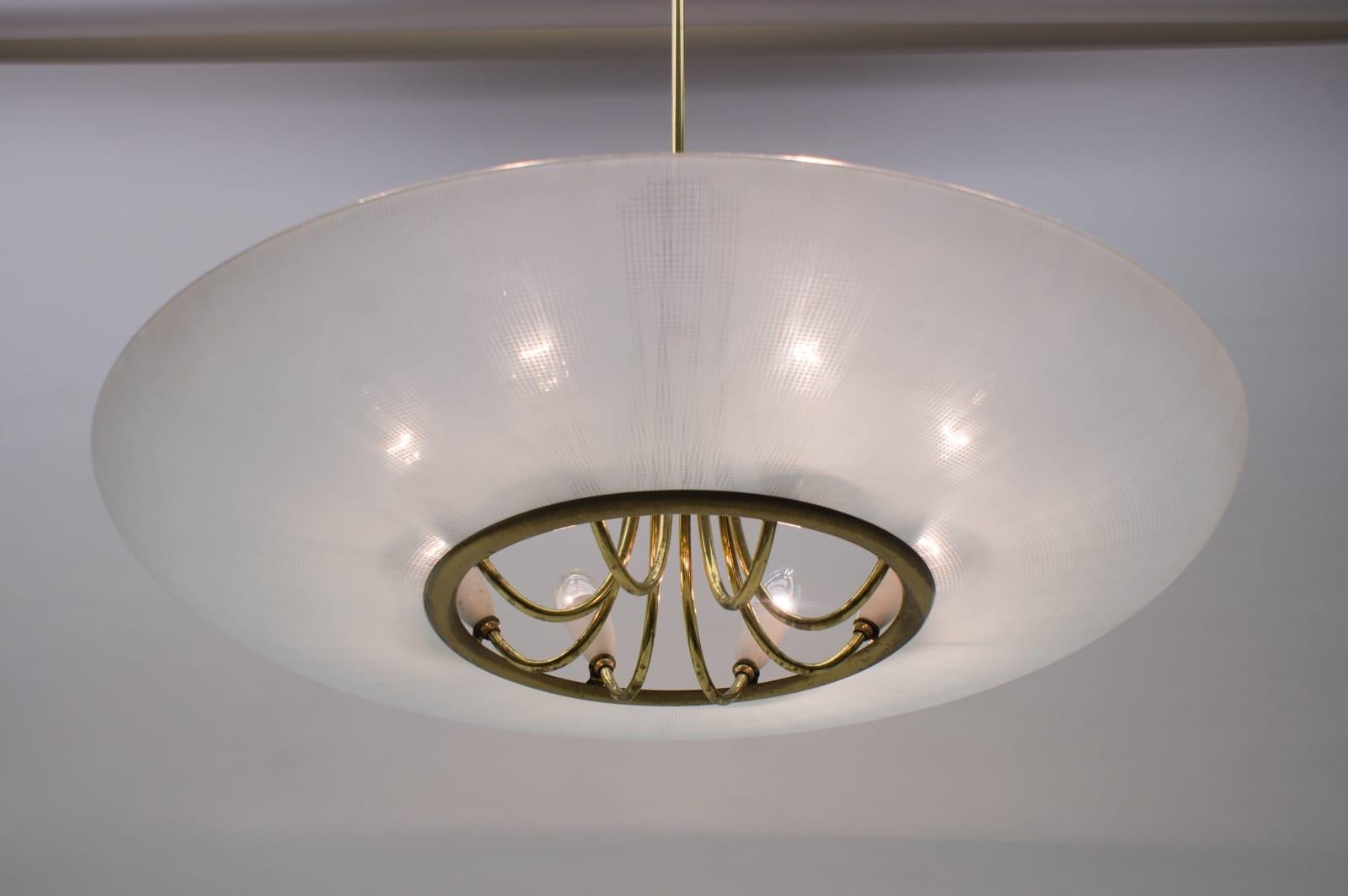 Mid-Century Modern Brass and Glass Sputnik Ceiling Lamp, 1950s 3