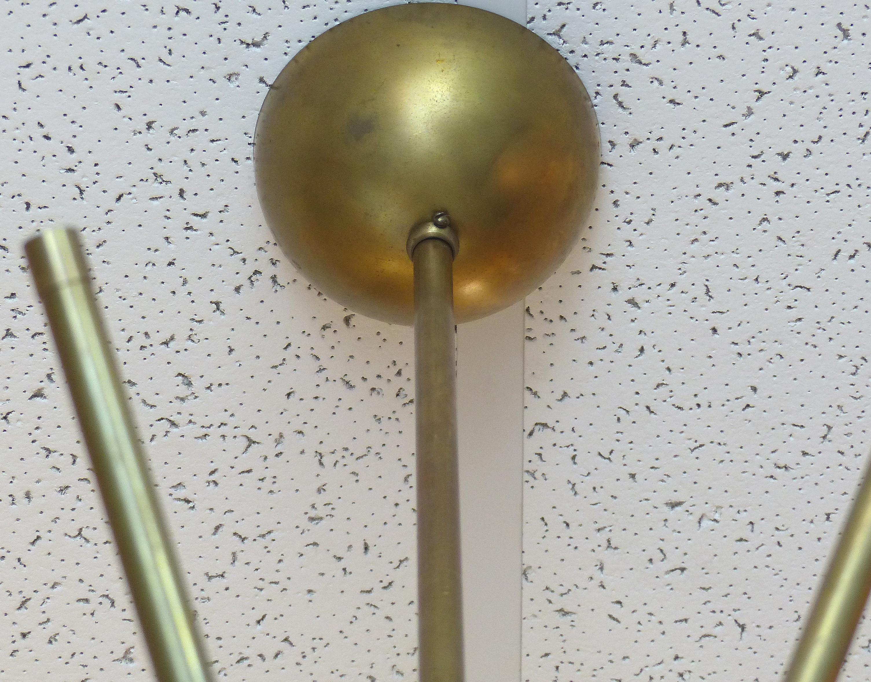 Mid-Century Modern Brass and Glass Sputnik Chandelier 4