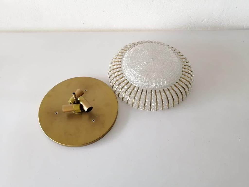 Mid-Century Modern Brass and Glass Stones Ceiling Lamp by Palwa, 1960s Germany For Sale 5