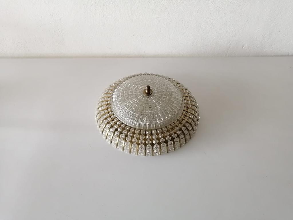 Mid-20th Century Mid-Century Modern Brass and Glass Stones Ceiling Lamp by Palwa, 1960s Germany For Sale