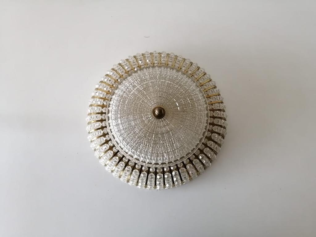 Mid-Century Modern Brass and Glass Stones Ceiling Lamp by Palwa, 1960s Germany For Sale 2