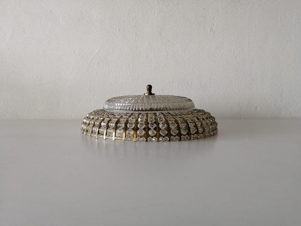 Mid-Century Modern Brass and Glass Stones Ceiling Lamp by Palwa, 1960s Germany For Sale 3