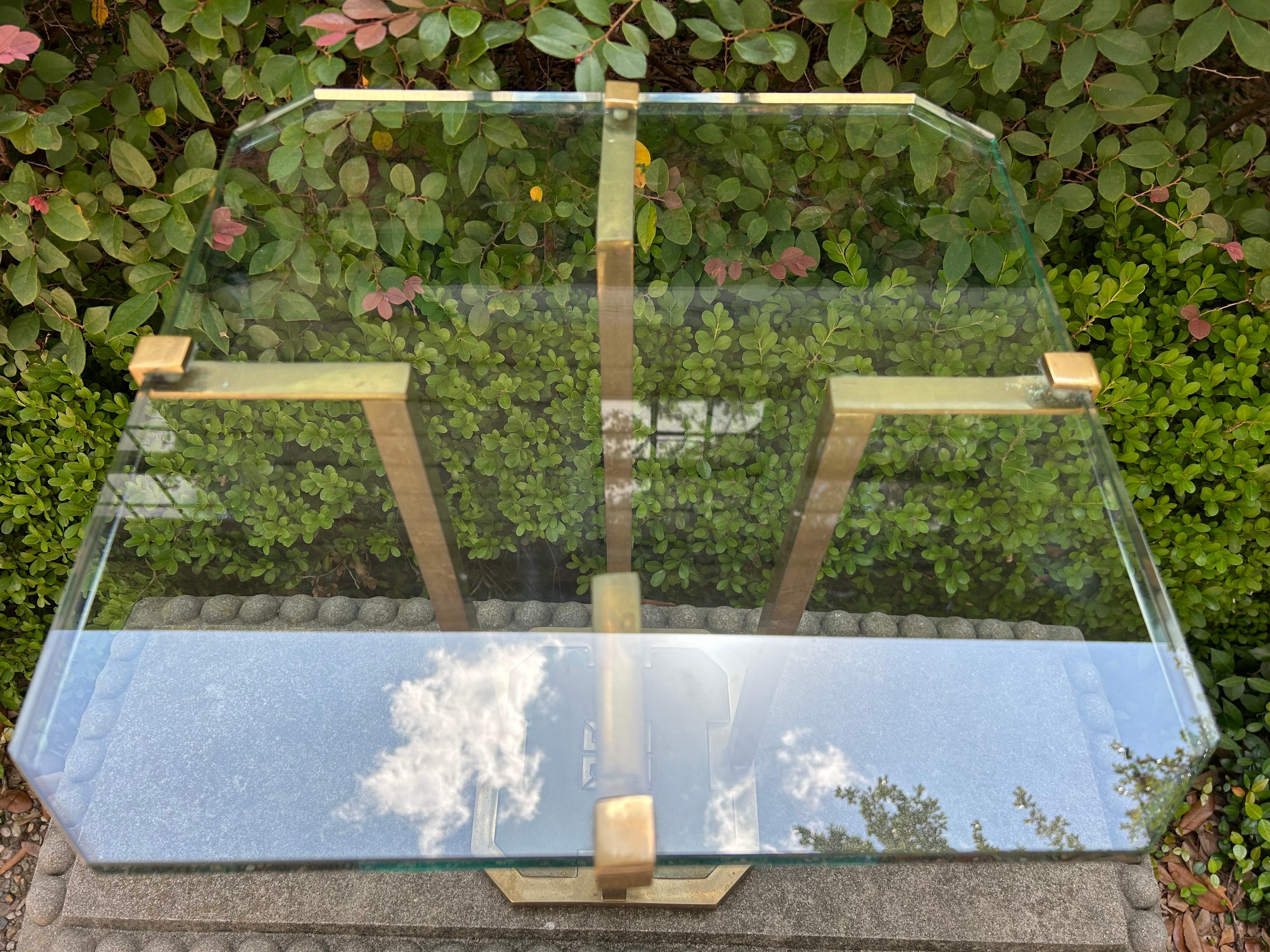 Mid Century Modern Brass And Glass Table By Peter Ghyczy 6