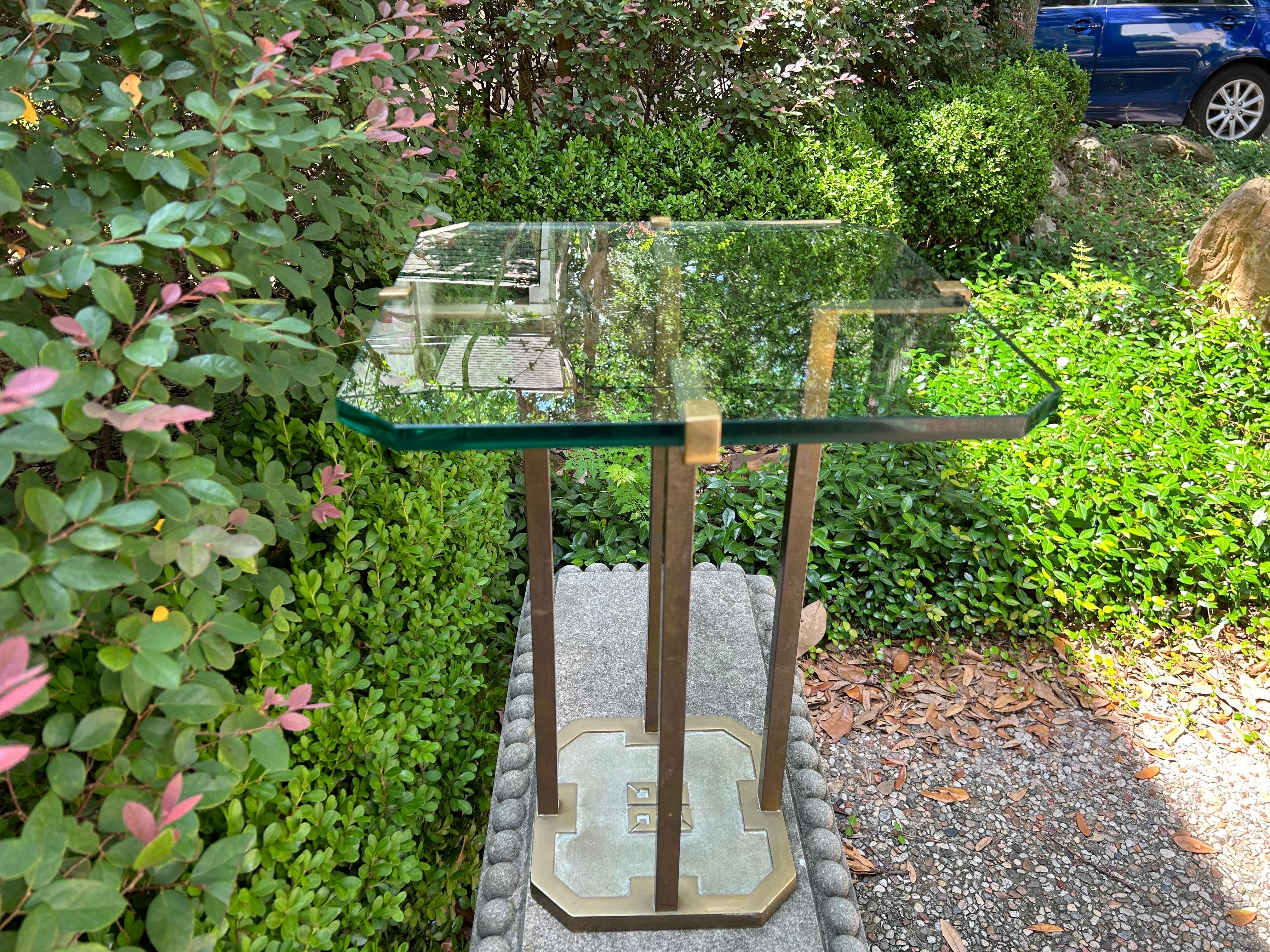 Mid Century Modern Brass And Glass Table By Peter Ghyczy 1