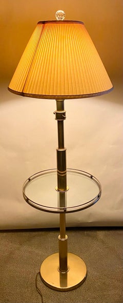 Mid-Century Modern Brass and Glass Table Floor Lamp