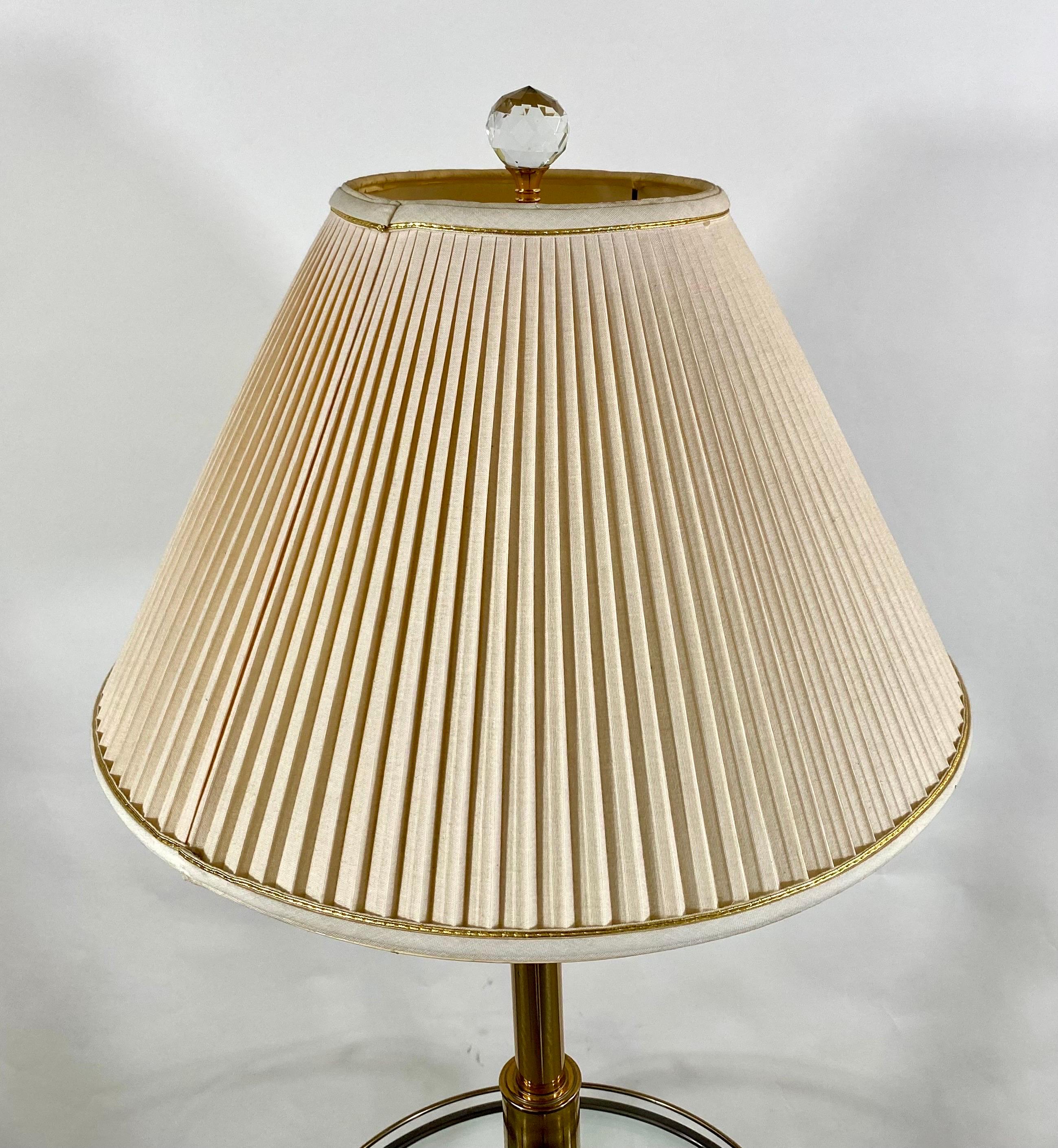American Mid-Century Modern Brass and Glass Table Floor Lamp  For Sale