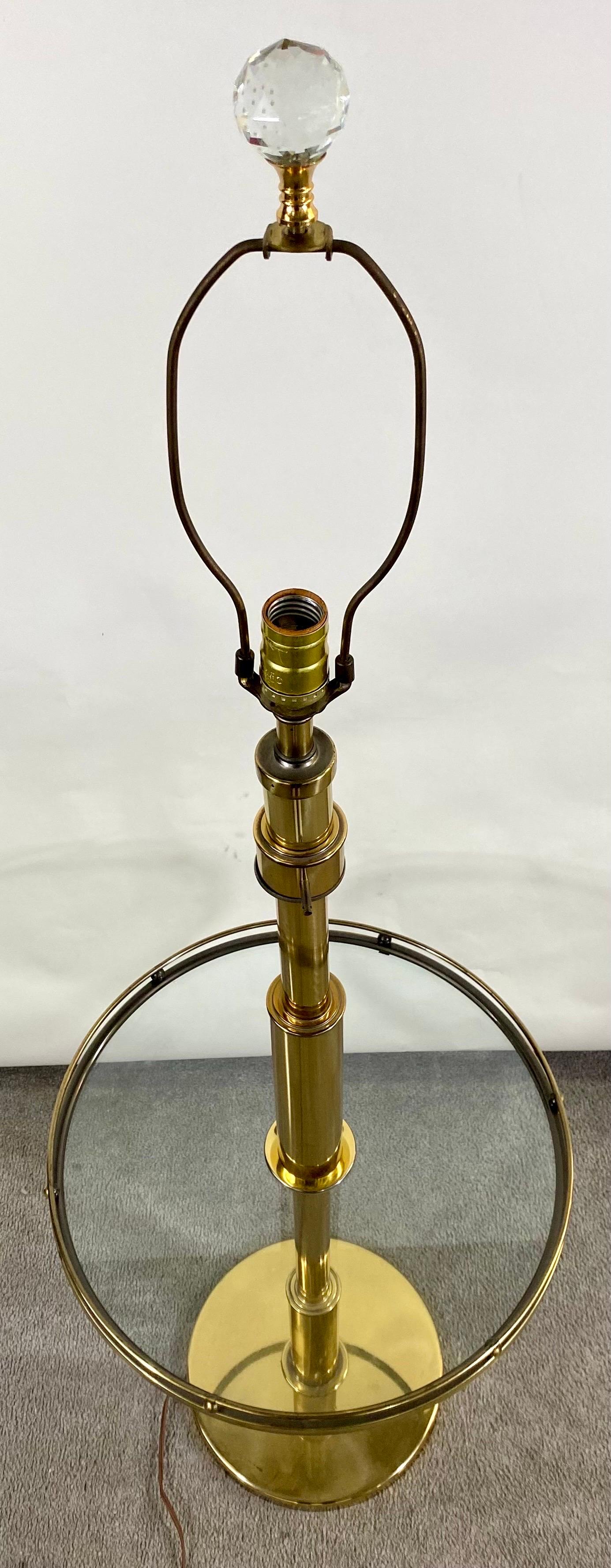 20th Century Mid-Century Modern Brass and Glass Table Floor Lamp  For Sale