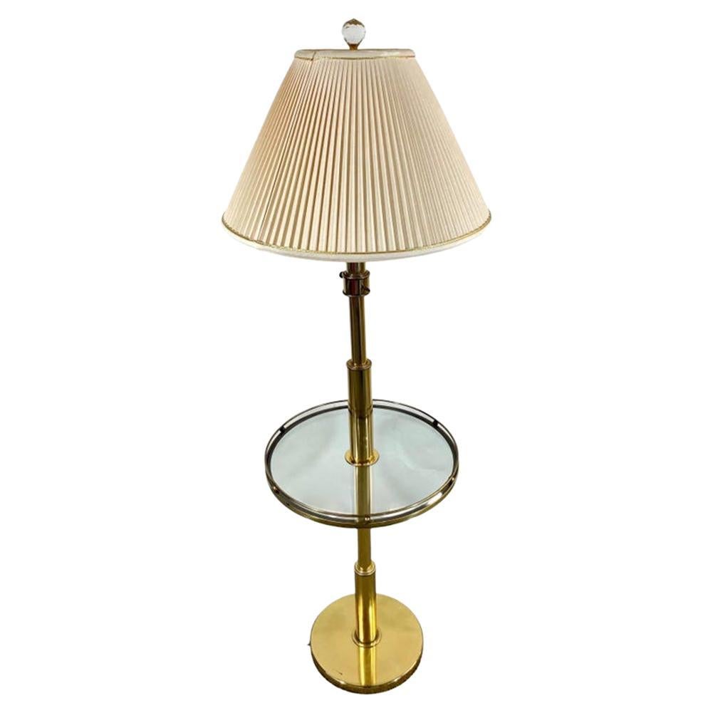 Mid-Century Modern Brass and Glass Table Floor Lamp  For Sale