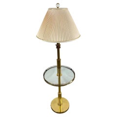 Mid-Century Modern Brass and Glass Table Floor Lamp 