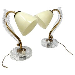 Mid-Century Modern Brass and Glass Table Lamp, 1950s