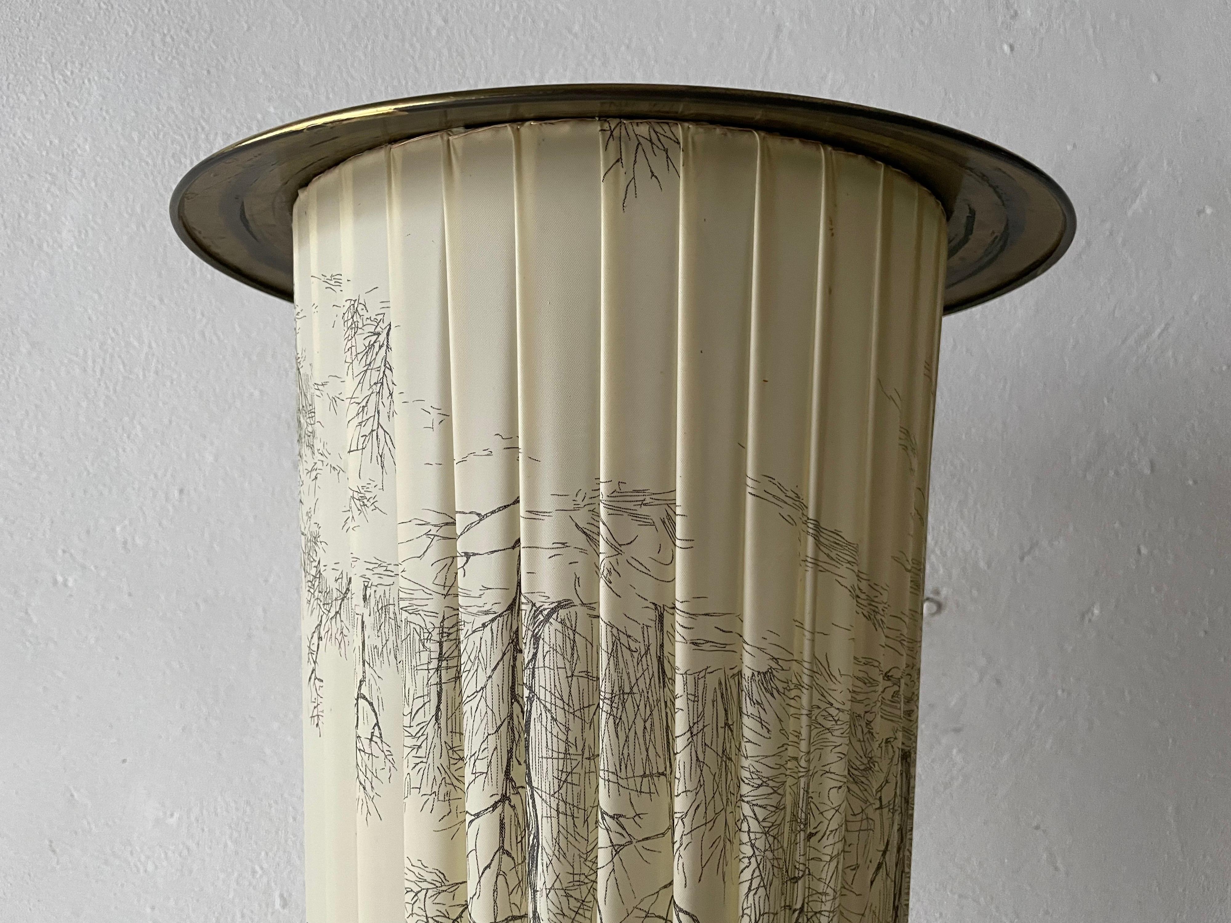 Mid-Century Modern Brass and Illustrated Fabric Floor Lamp, 1950s, Germany For Sale 6