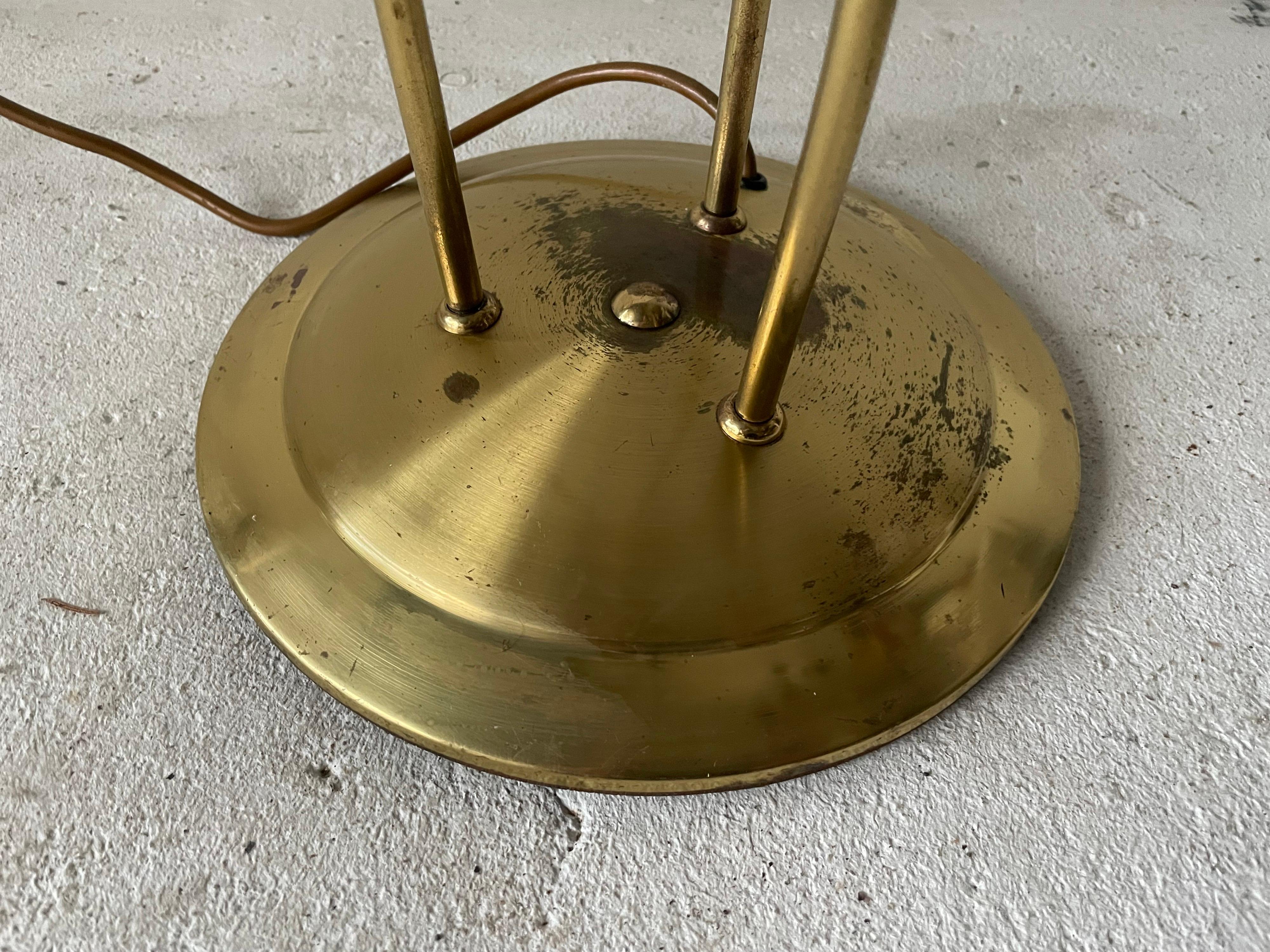Mid-Century Modern Brass and Illustrated Fabric Floor Lamp, 1950s, Germany For Sale 15