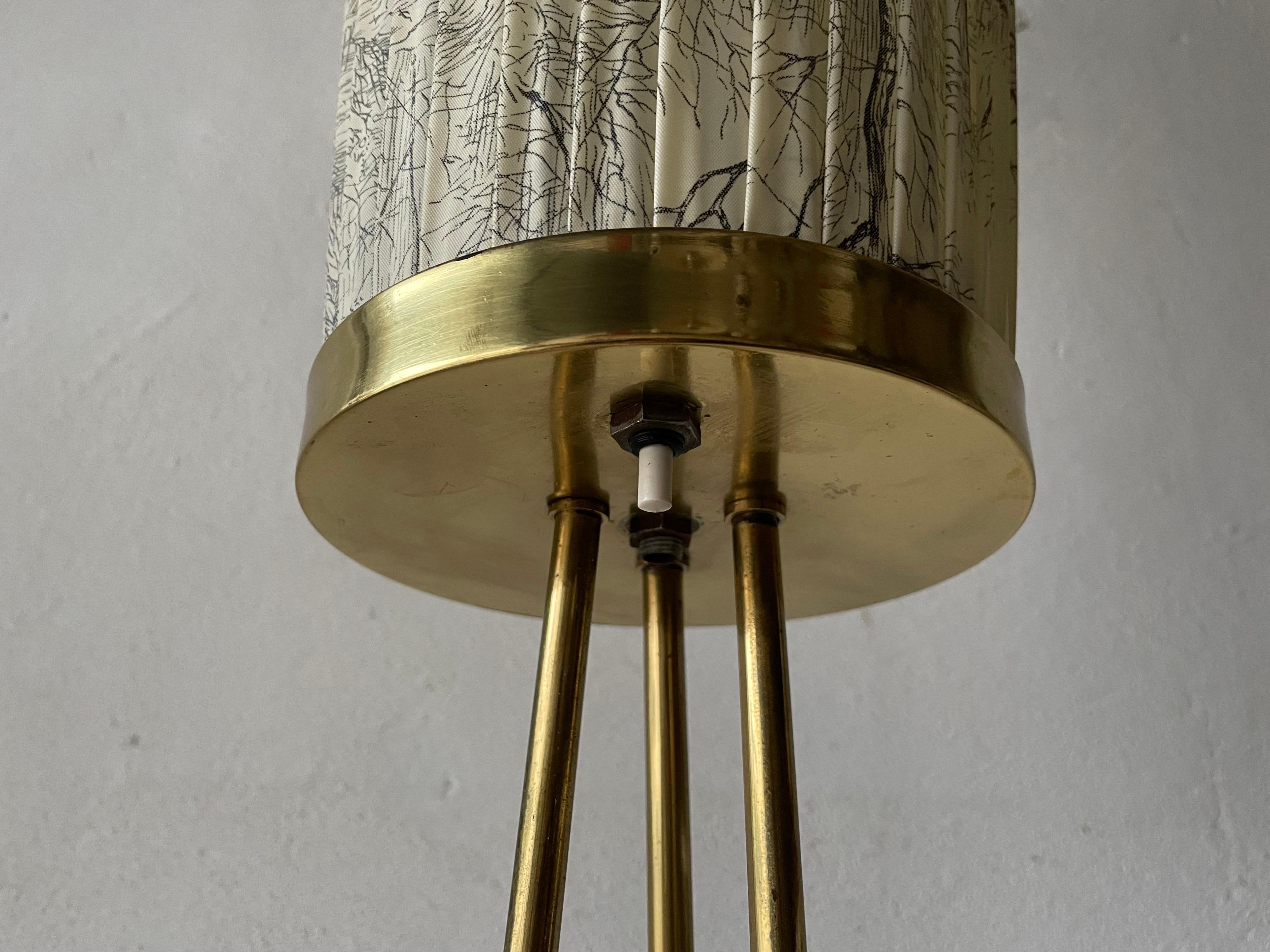 Mid-Century Modern Brass and Illustrated Fabric Floor Lamp, 1950s, Germany For Sale 4