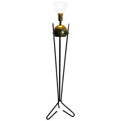 Vintage Mid-Century Modern Brass and Iron Floor Lamp, Gerald Thurston for Lightolier