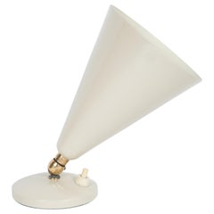 Mid-Century Modern Brass and Ivory Enamel Articulating Uplight