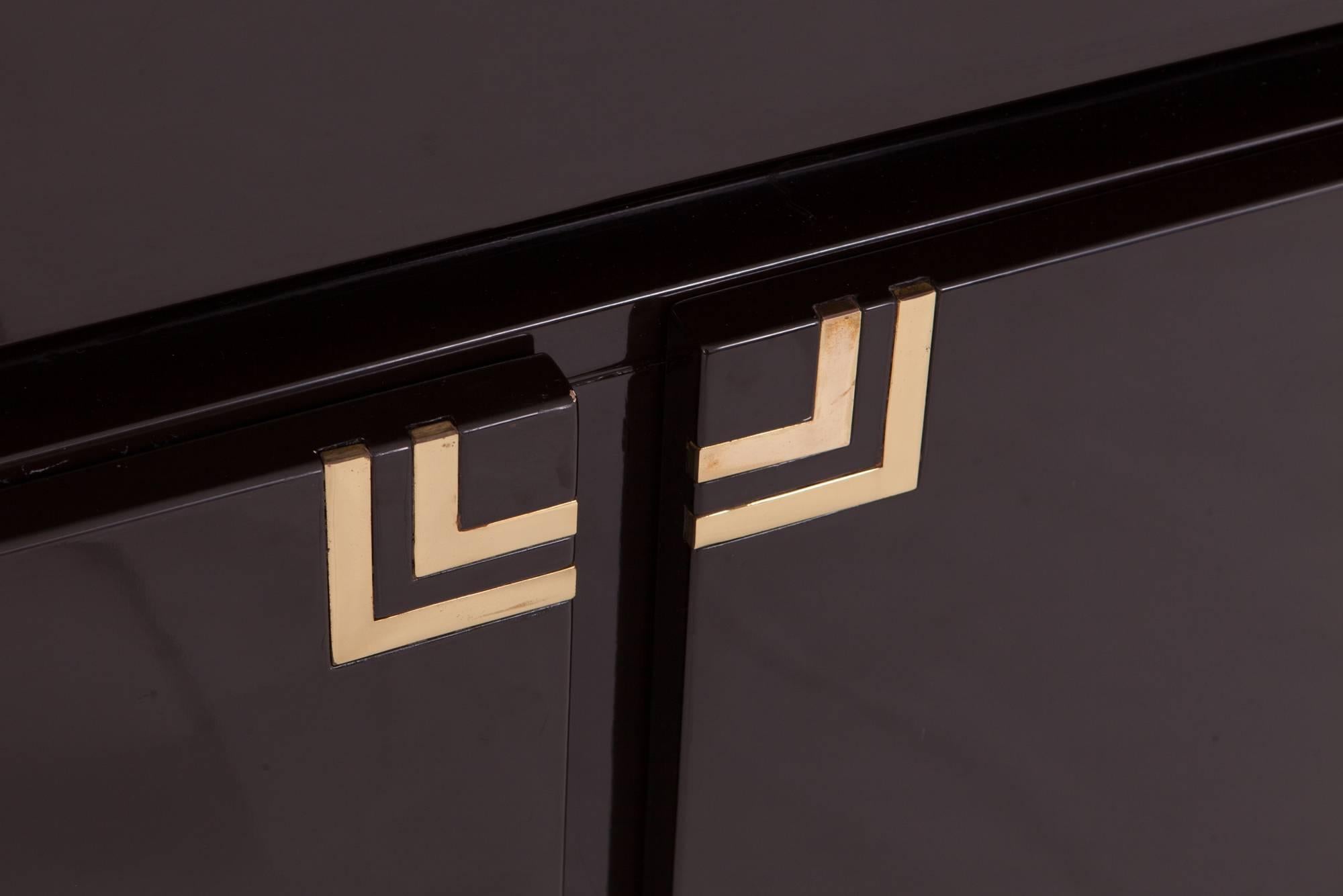 Mid-Century Modern Brass and Lacquer Credenza, France, 1960s 10