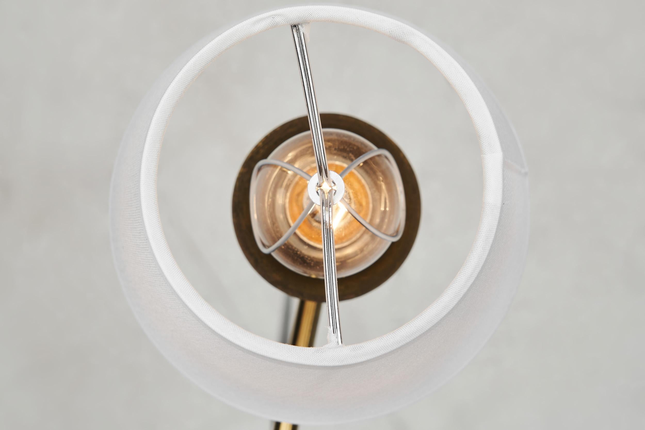 Mid-Century Modern Brass and Lacquered Metal Floor Lamp, Sweden 1950s 5