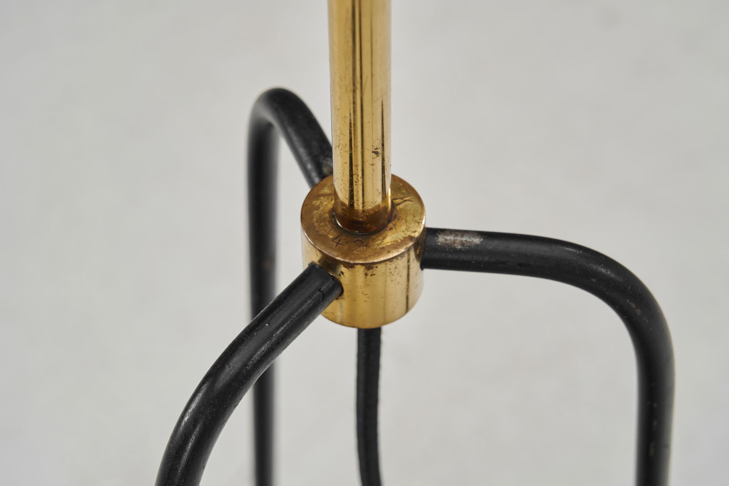 Mid-Century Modern Brass and Lacquered Metal Floor Lamp, Sweden 1950s 12