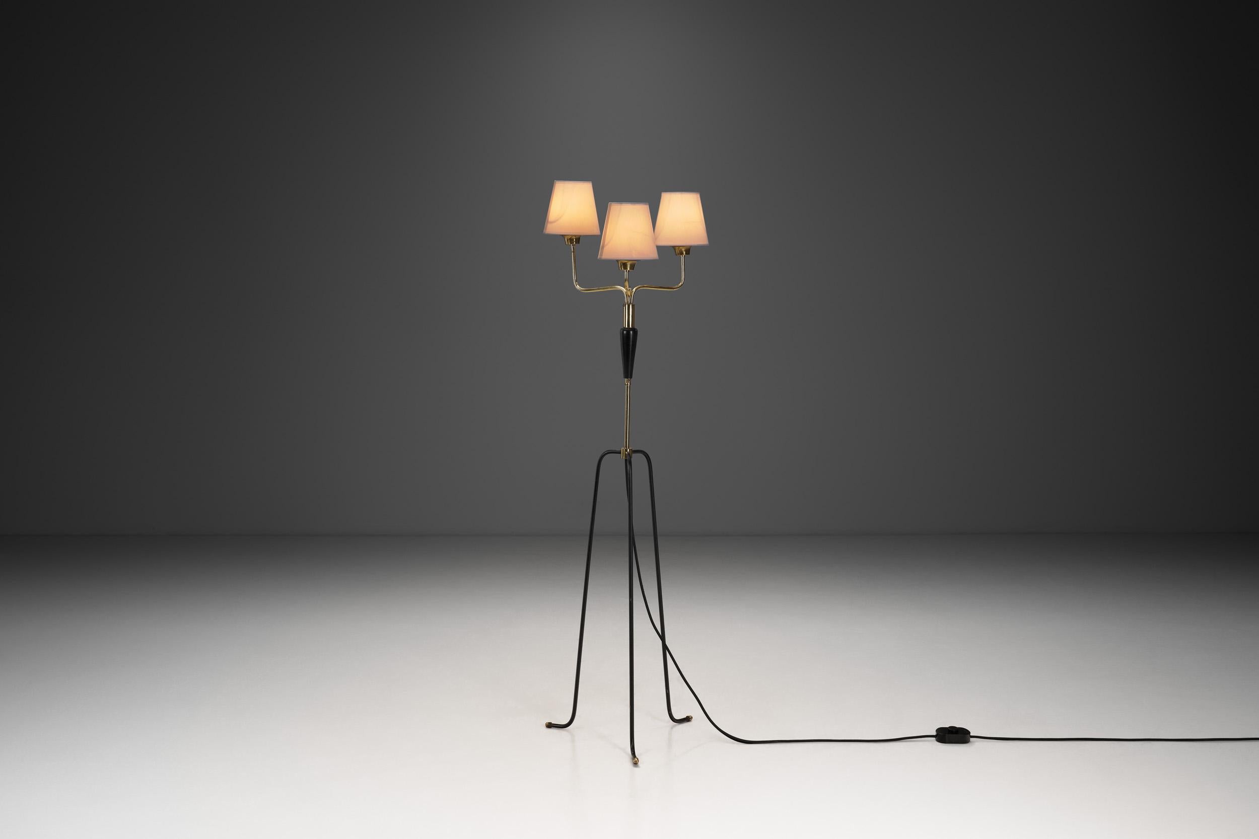 Floor lamps have been used as decorative focal points for rooms since the early 20th century. In Scandinavian mid-century design, where interior lighting is of particular importance, designers managed to master the art of soft, cosy light without