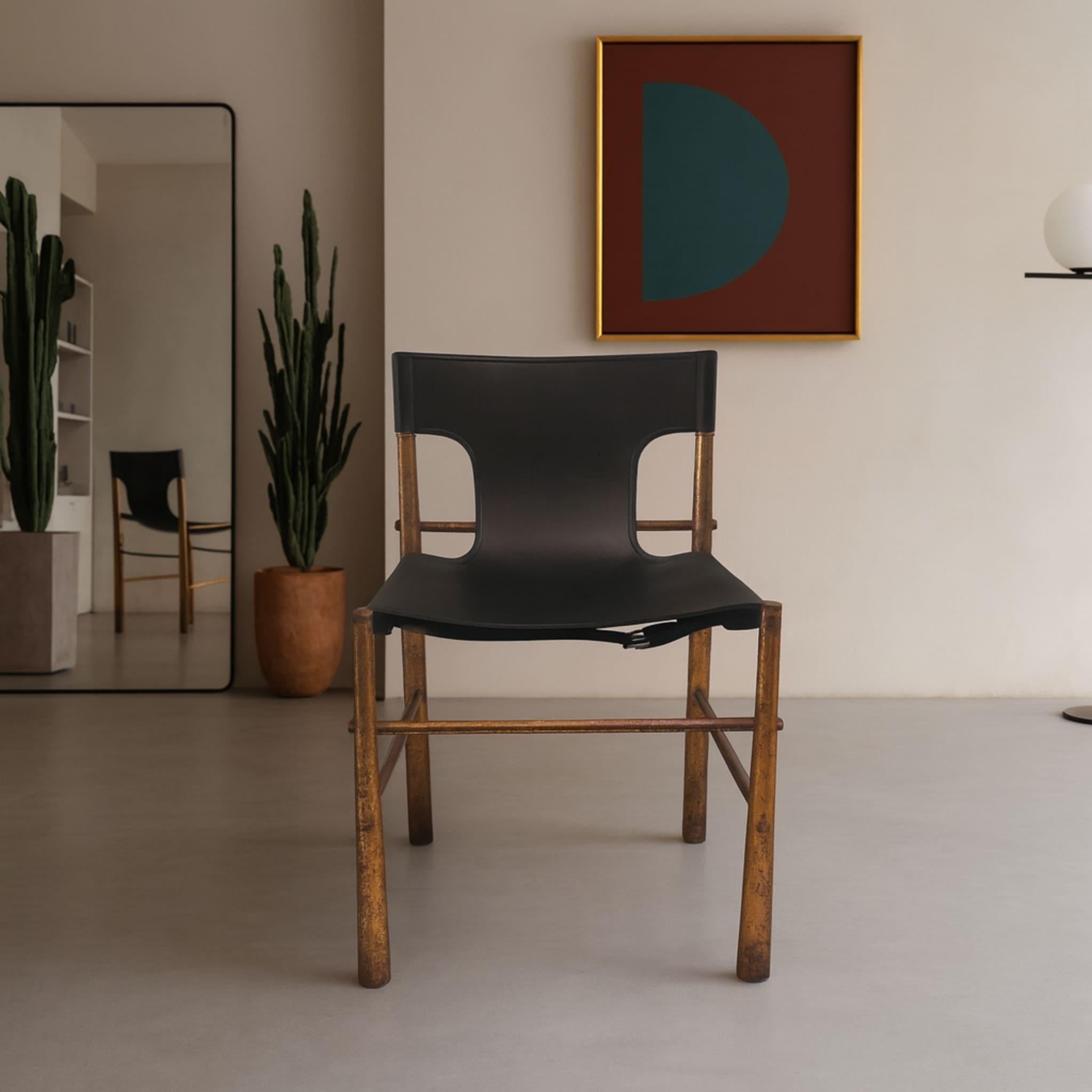 Italiano Sedie moderne di metà secolo in ottone e pelle, anni '70 in stile Frigerio, Italia in vendita