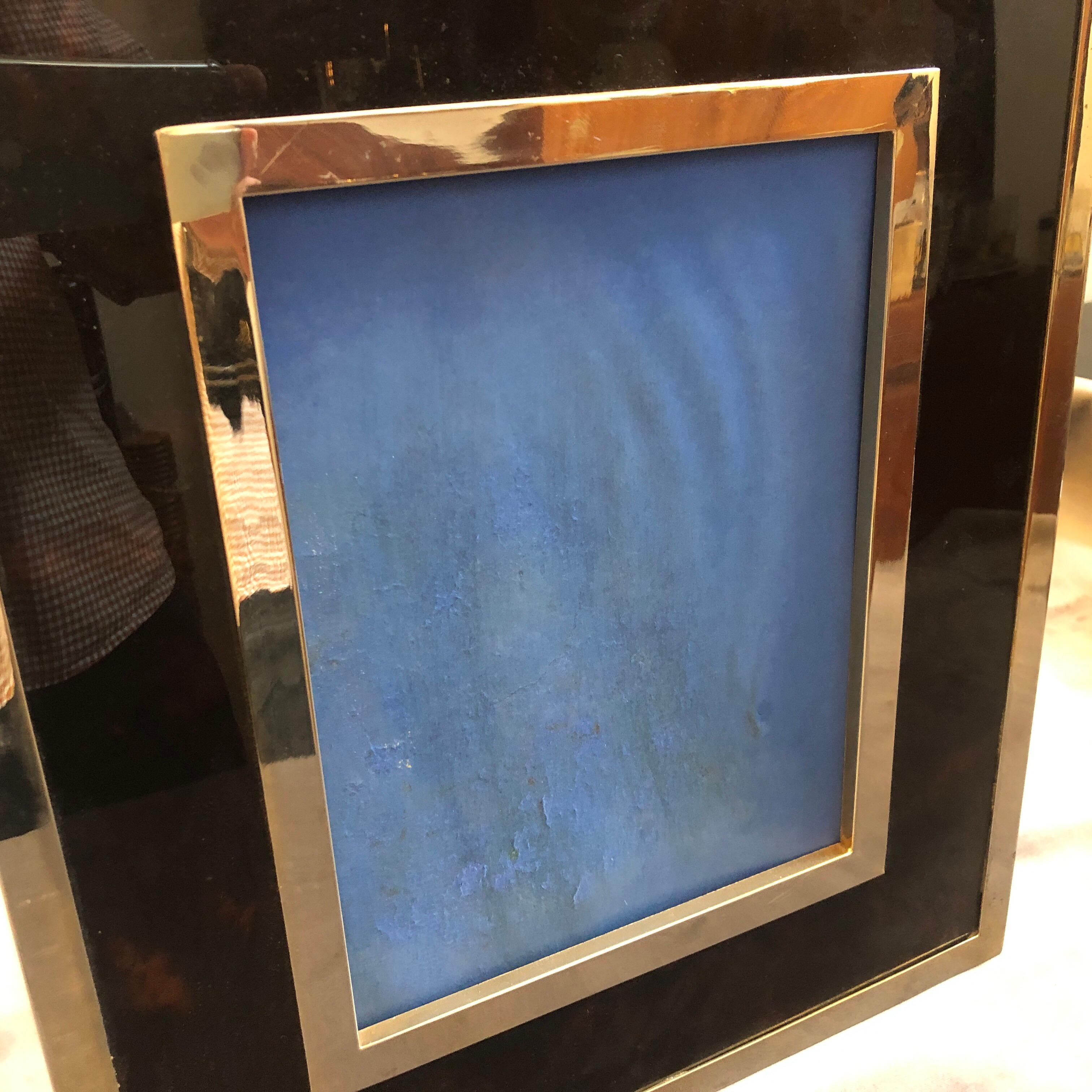Italian Mid-Century Modern Brass and Lucite Photo Frame in the Style of Gabriella Crespi