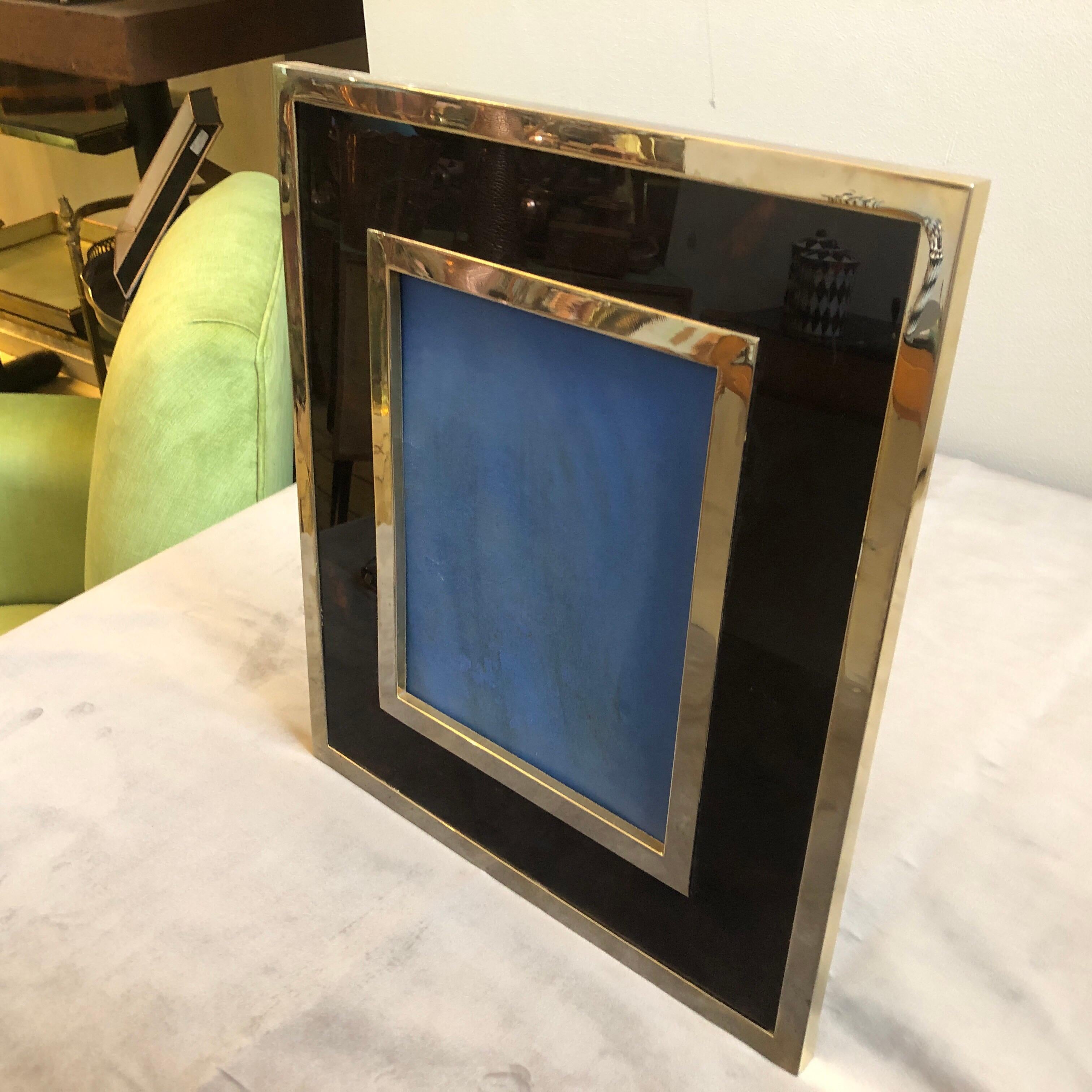 Mid-Century Modern Brass and Lucite Photo Frame in the Style of Gabriella Crespi In Good Condition In Aci Castello, IT