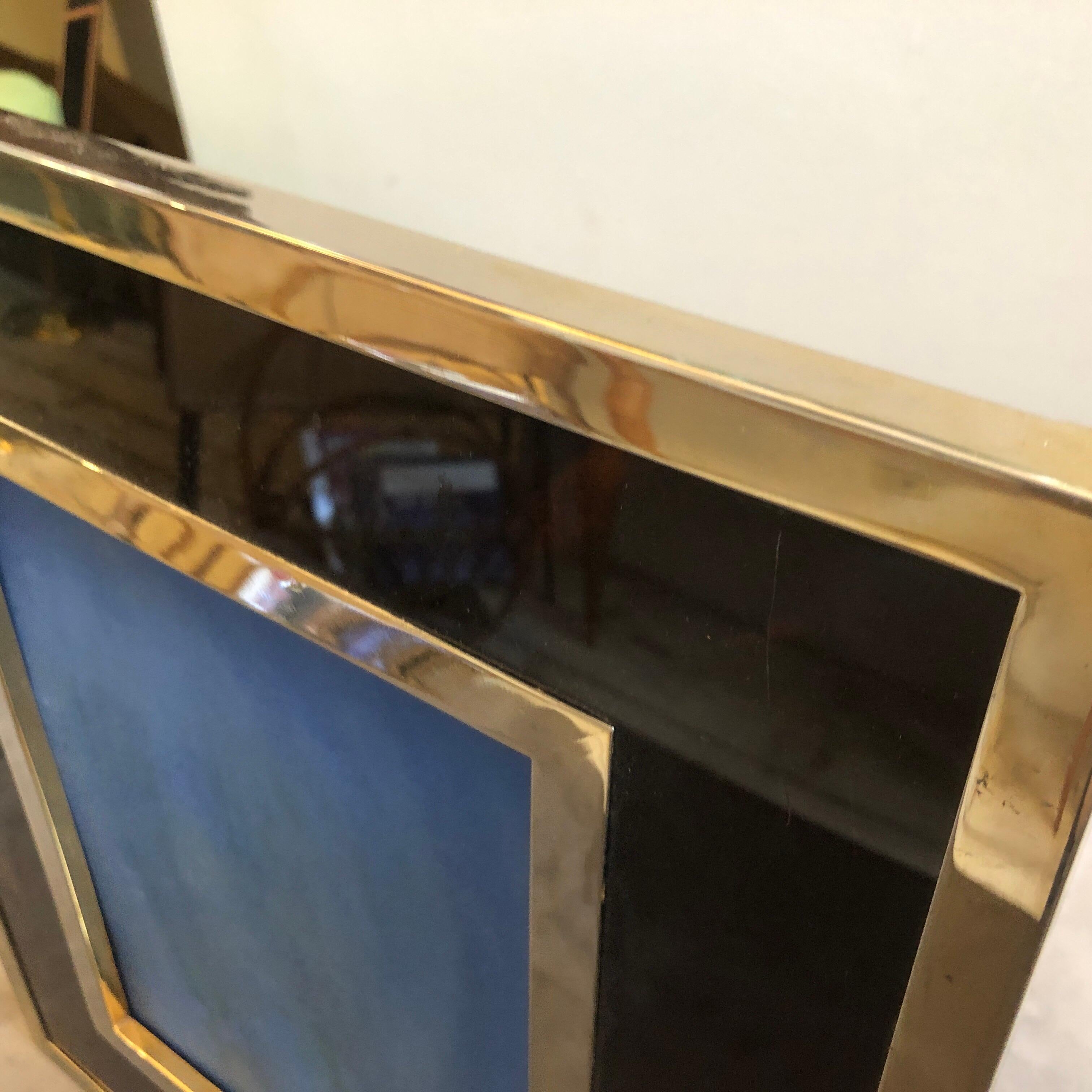 20th Century Mid-Century Modern Brass and Lucite Photo Frame in the Style of Gabriella Crespi