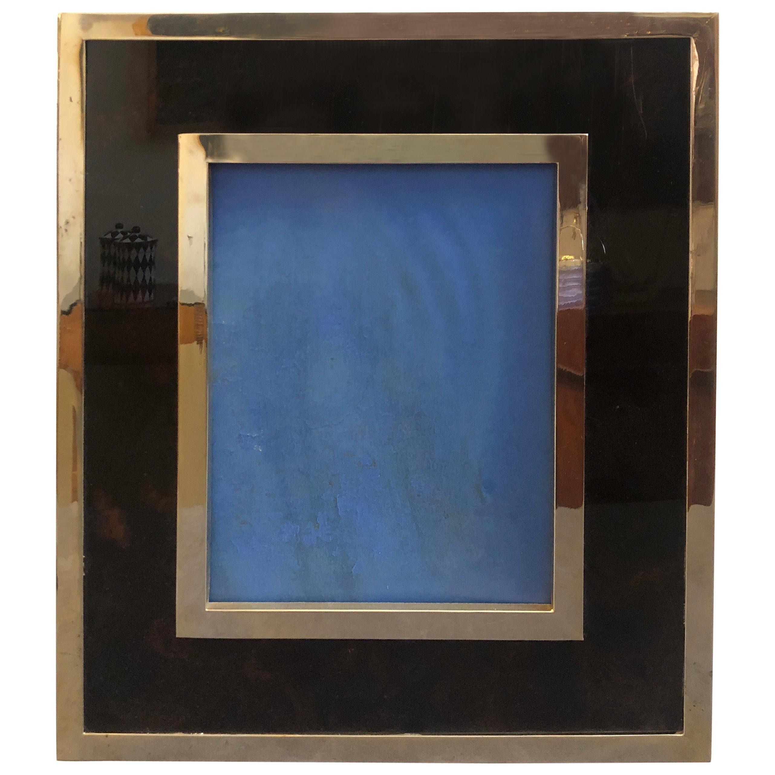 Mid-Century Modern Brass and Lucite Photo Frame in the Style of Gabriella Crespi