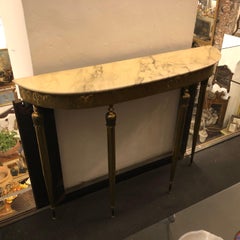 Mid-Century Modern Brass and Marble Italian Console, circa 1960