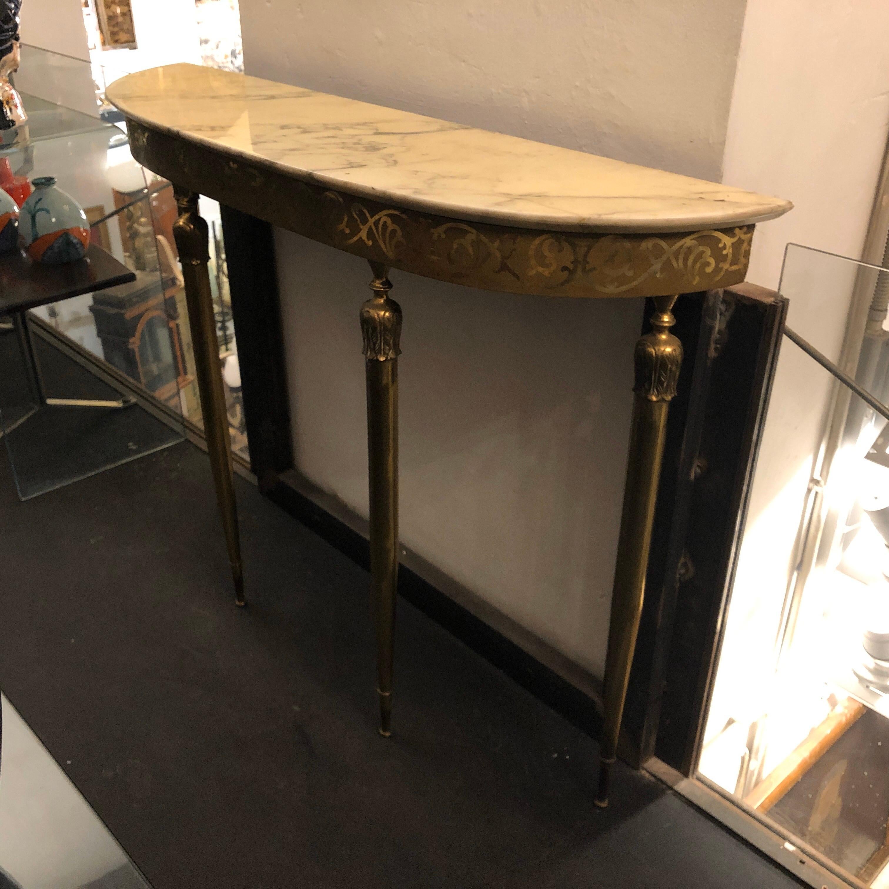 Mid-Century Modern Brass and Marble Italian Console, circa 1960 In Good Condition In Aci Castello, IT