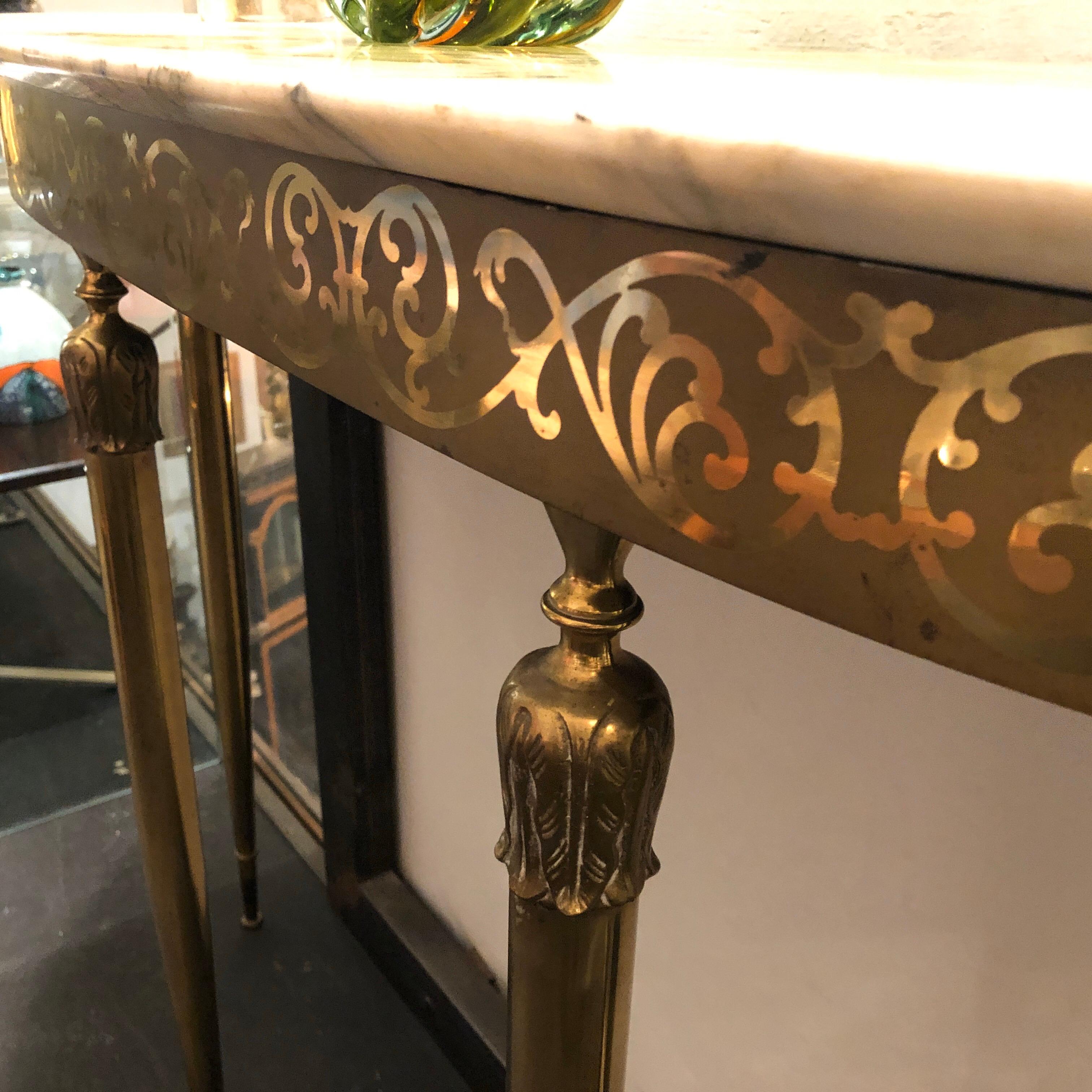 Mid-Century Modern Brass and Marble Italian Console, circa 1960 1