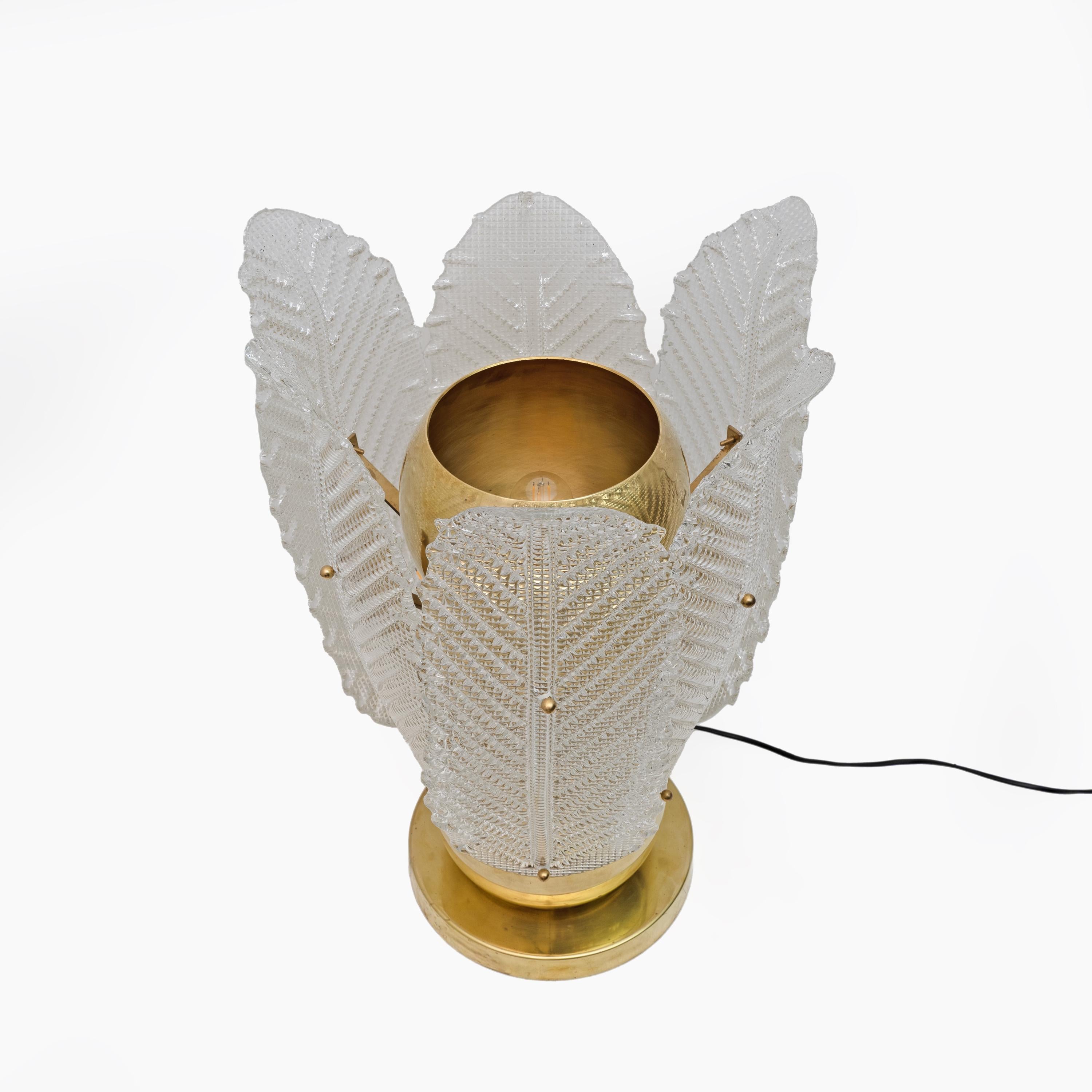 Late 20th Century Mid-century Modern Brass and Murano Glass Big Table Lamp by Mazzega For Sale