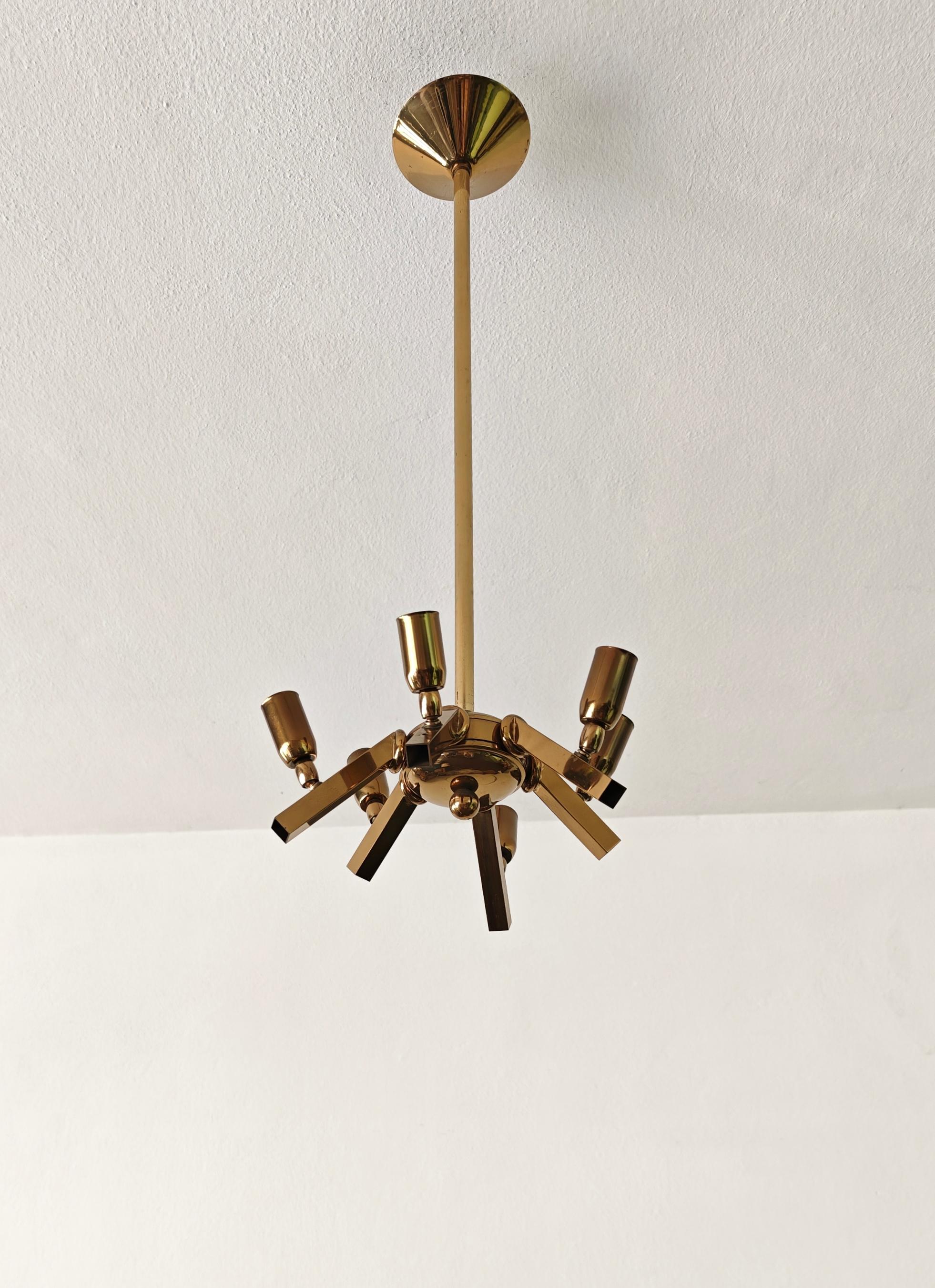Lampadario a foglie in ottone e vetro di Murano della metà del secolo scorso Franco Luce Italia 70 in vendita 10