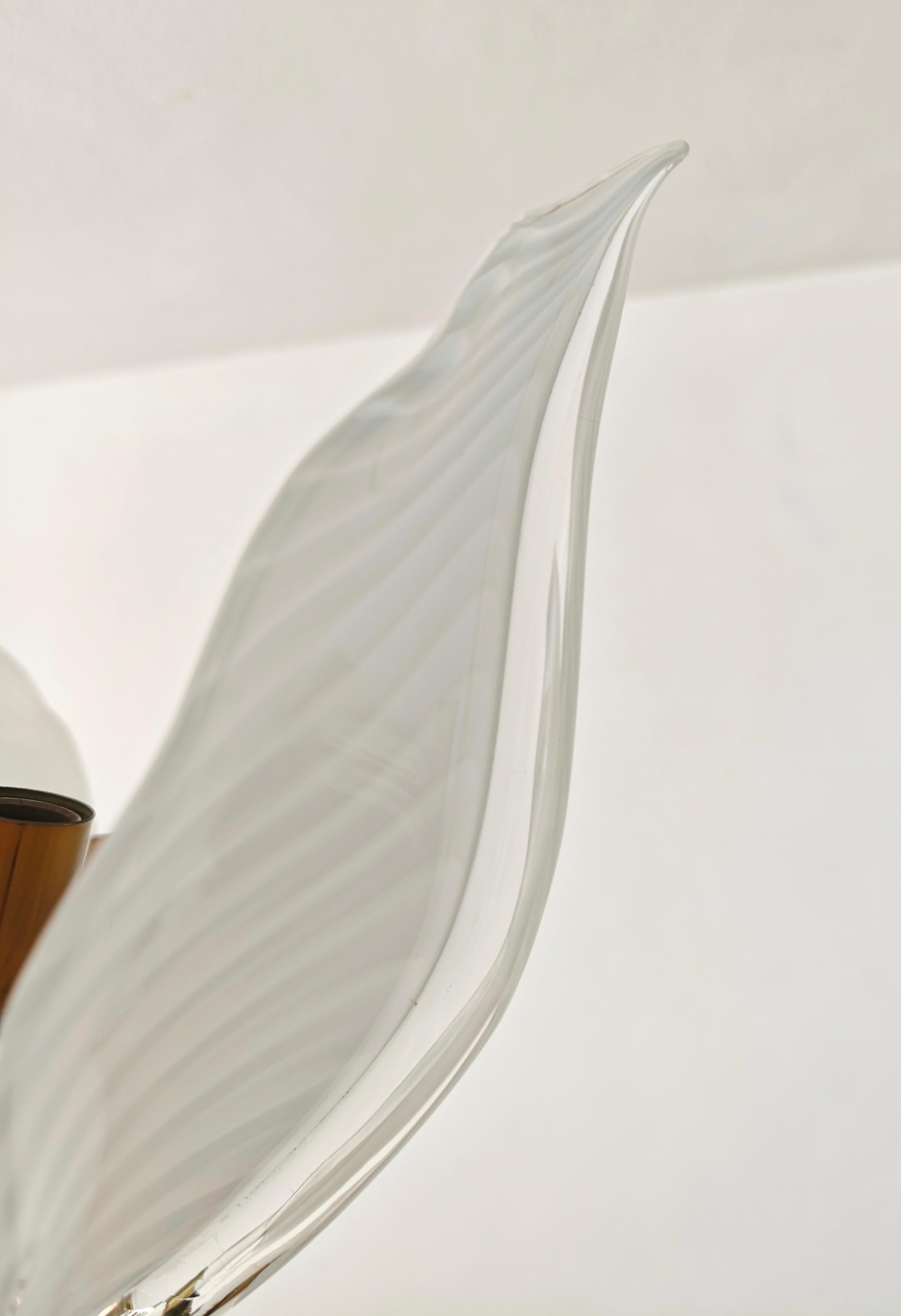 Lampadario a foglie in ottone e vetro di Murano della metà del secolo scorso Franco Luce Italia 70 in vendita 11