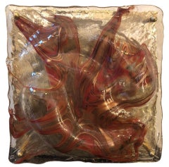 A 1960s Mid-Century Modern Brass and Murano Glass Wall Light by La Murrina