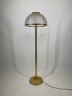 Lampada da terra moderna di metà secolo in ottone e funghi di Fabbiani, Italia 1976