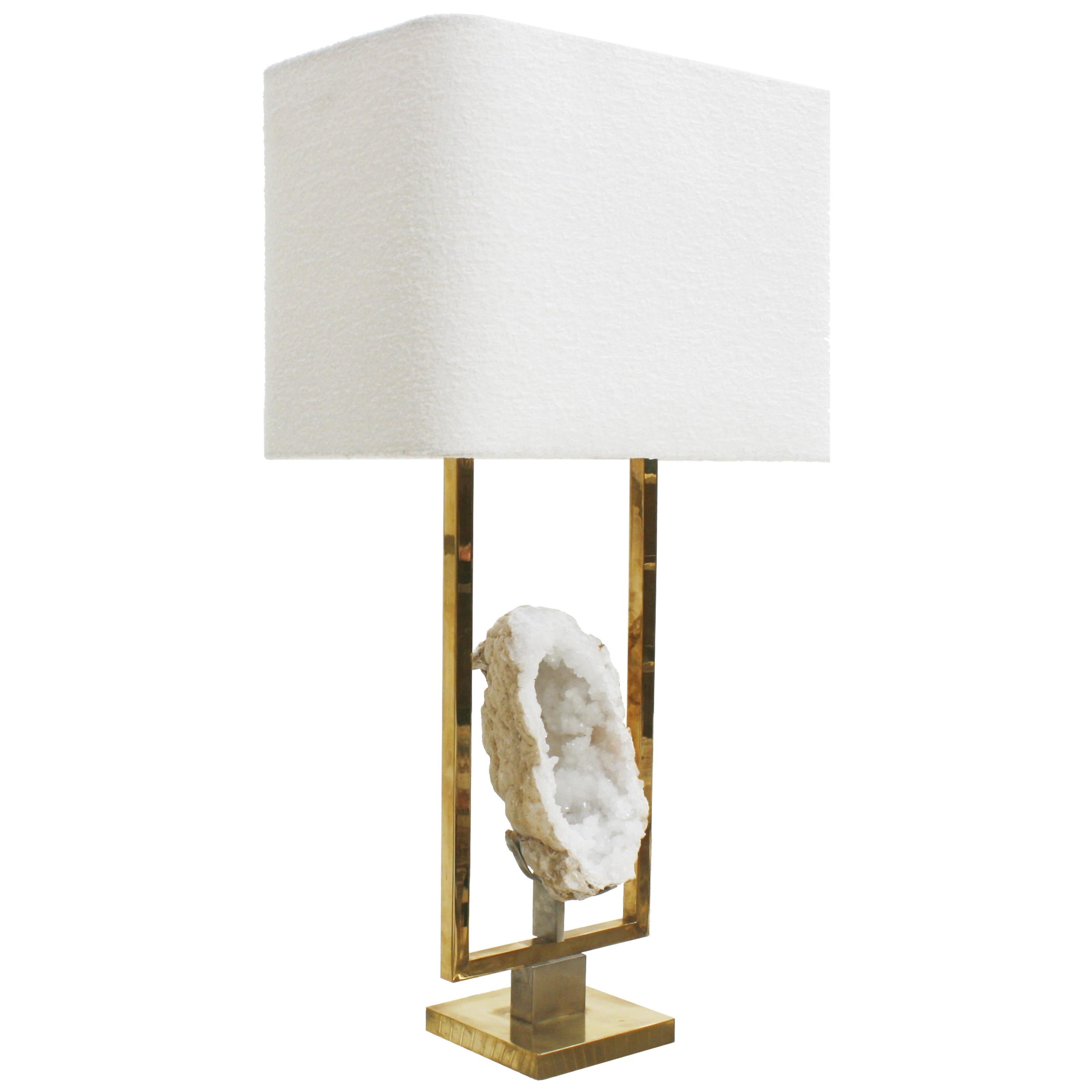 Mid-Century Modern Brass and Natural Stone French Table Lamp, 1970 at ...