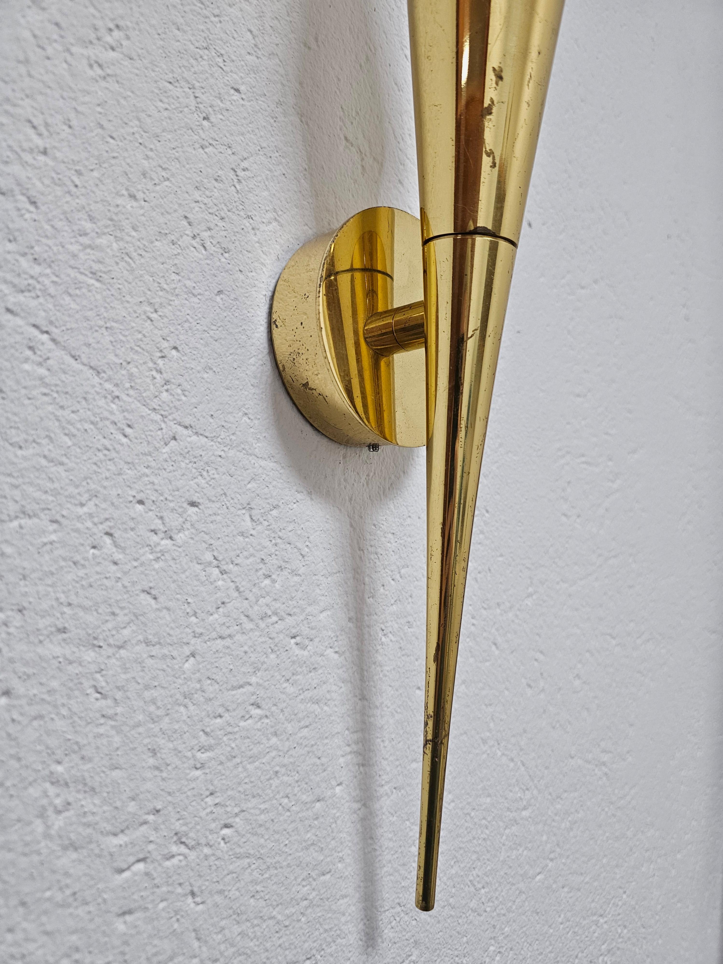 Mid Century Modern Brass and Opaline glass sconces by Limburg, W. Germany 1960s For Sale 2