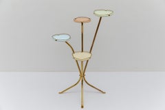 Mid-Century Modern brass and pastel-colored glass flower stand / display, 1950s