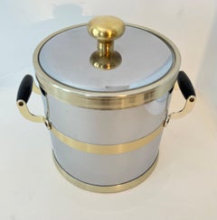 Cubitera de latón y cromo pulido moderna de mediados de siglo