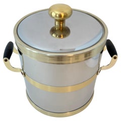 Vintage Mid-Century Modern Brass and Polished Chrome Ice Bucket
