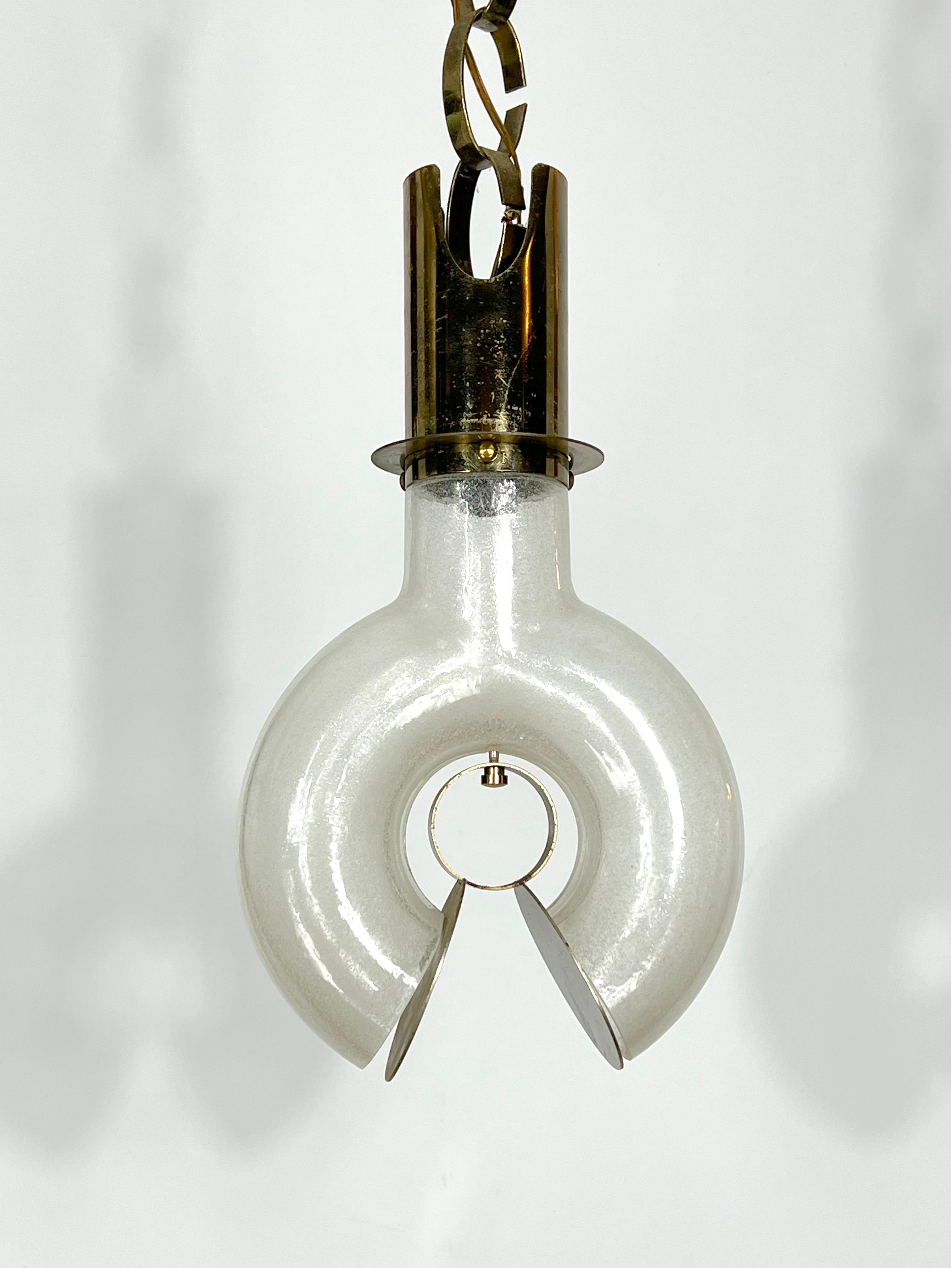 Mid-Century Modern Brass and Pulegoso Chandelier by Carlo Nason For Sale 10