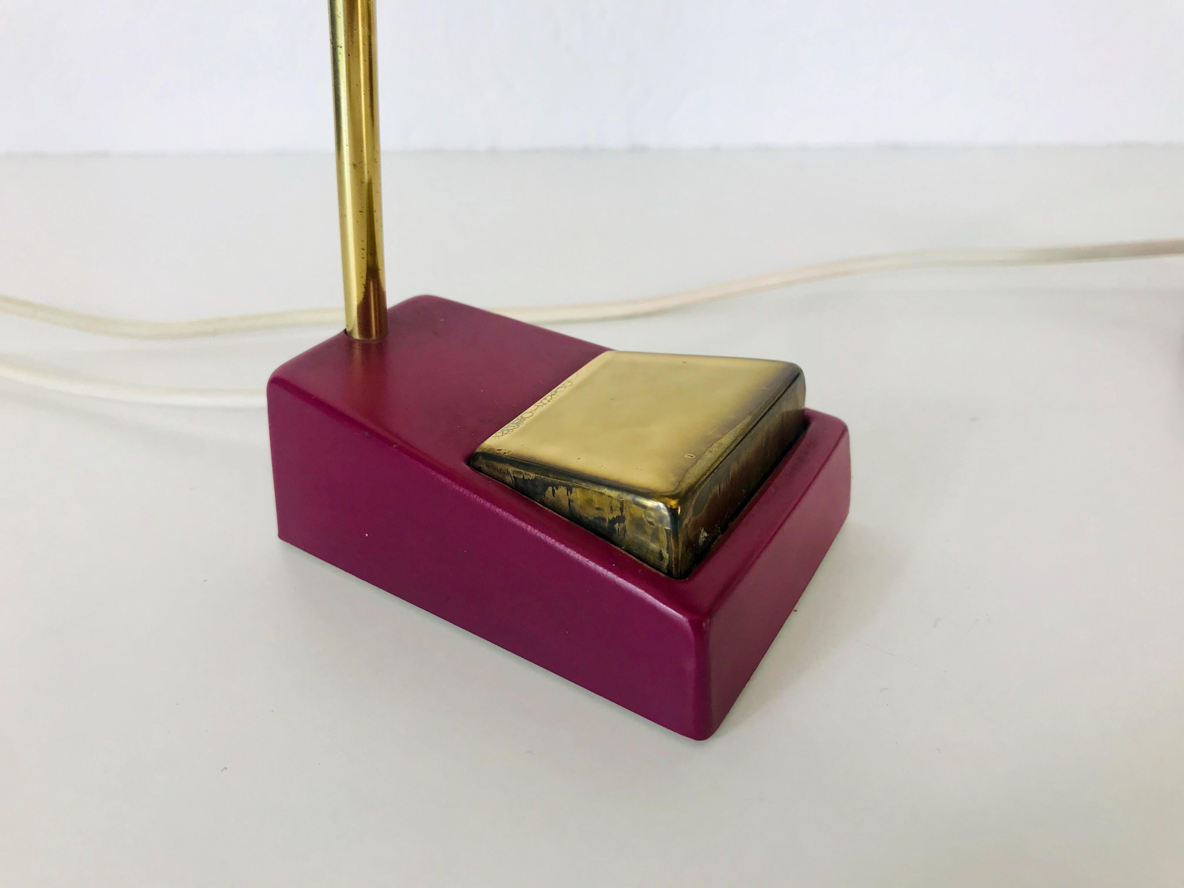 Mid-20th Century Mid-Century Modern Brass and Purple Table Lamp, Pair, 1960s For Sale