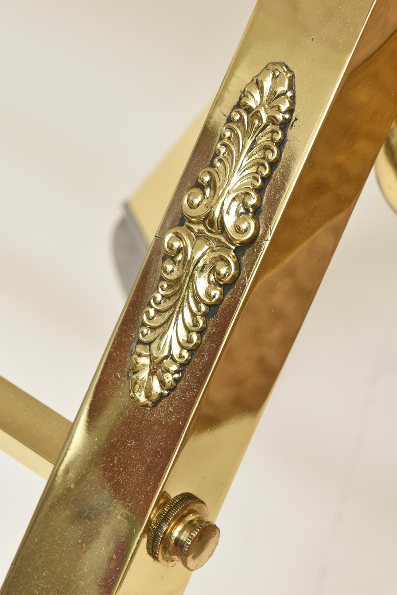 Brass and Steel White Upholstered 3-Legged Bench Mid-Century Modern Restored For Sale 1