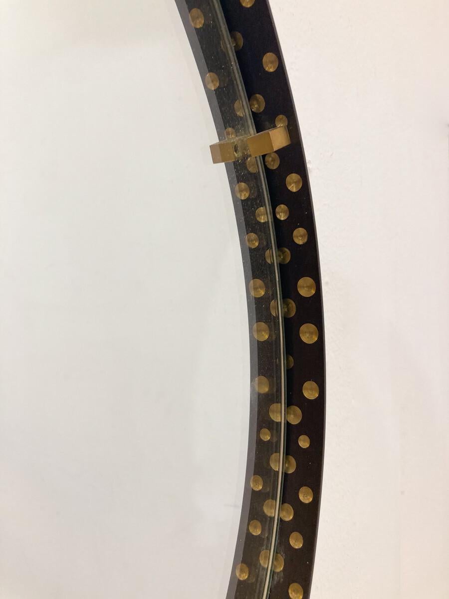 Miroir en forme de goutte en laiton et acier, Italie, 1970 en vente 3