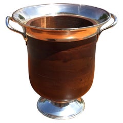 Enfriador de champán de estilo «Mid-Century Modern» en latón y nogal